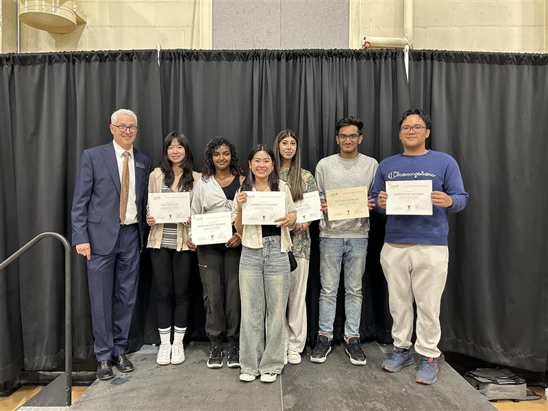 Six youth who are awarded with their Rotary Scholarship
