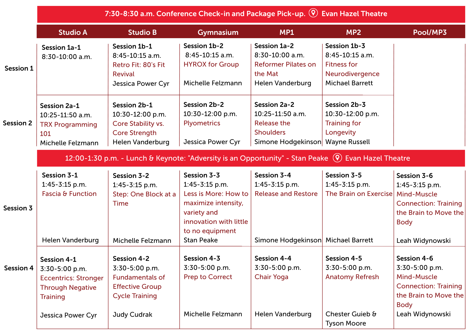 YMCA Fitness Conference Schedule - Saturday
