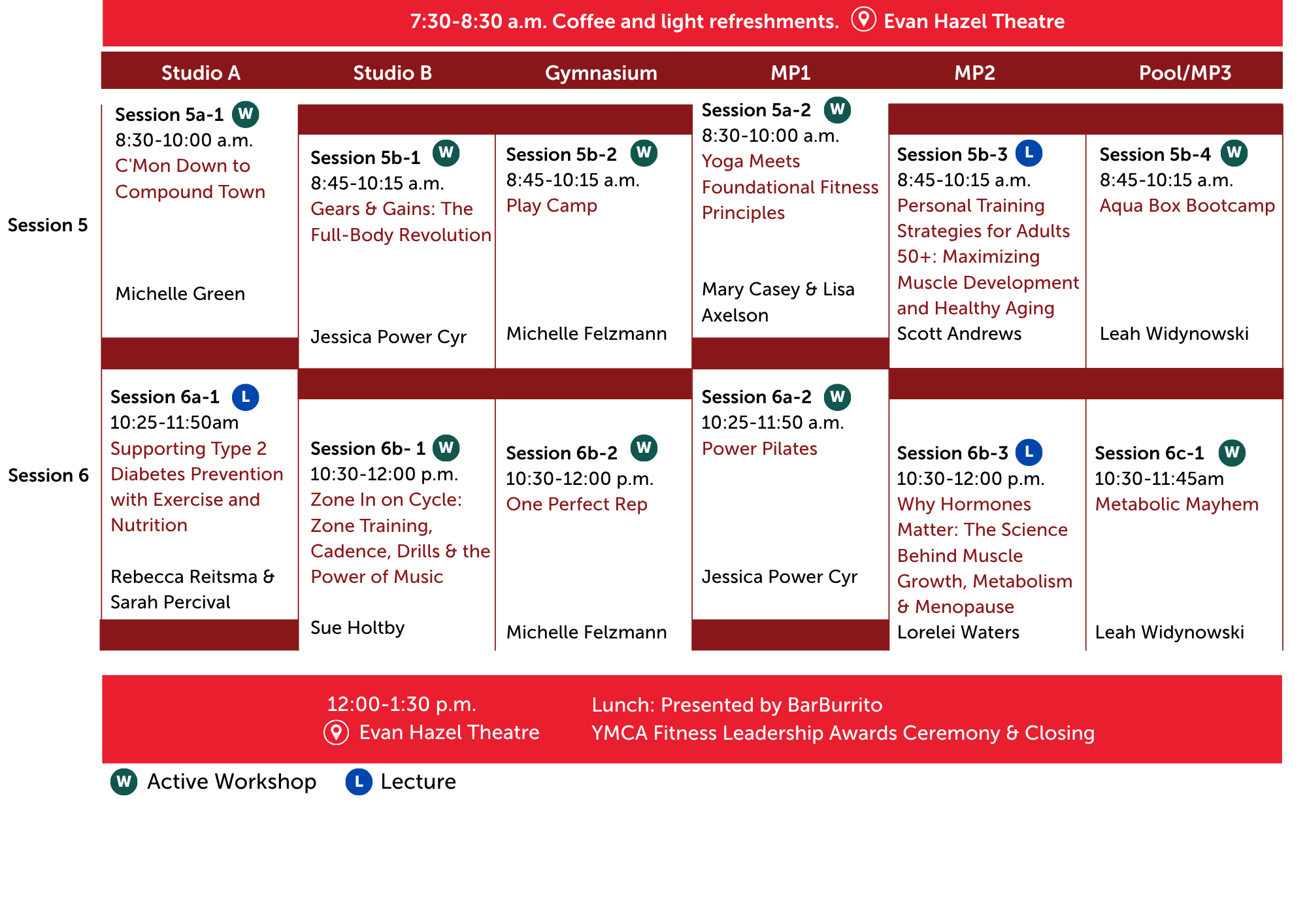 YMCA Fitness Conference Schedule - Sunday
