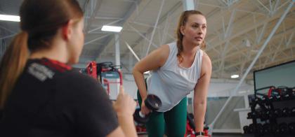 woman with personal trainer