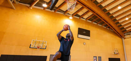 Basketballer shooting for the hoops at YMCA Calgary