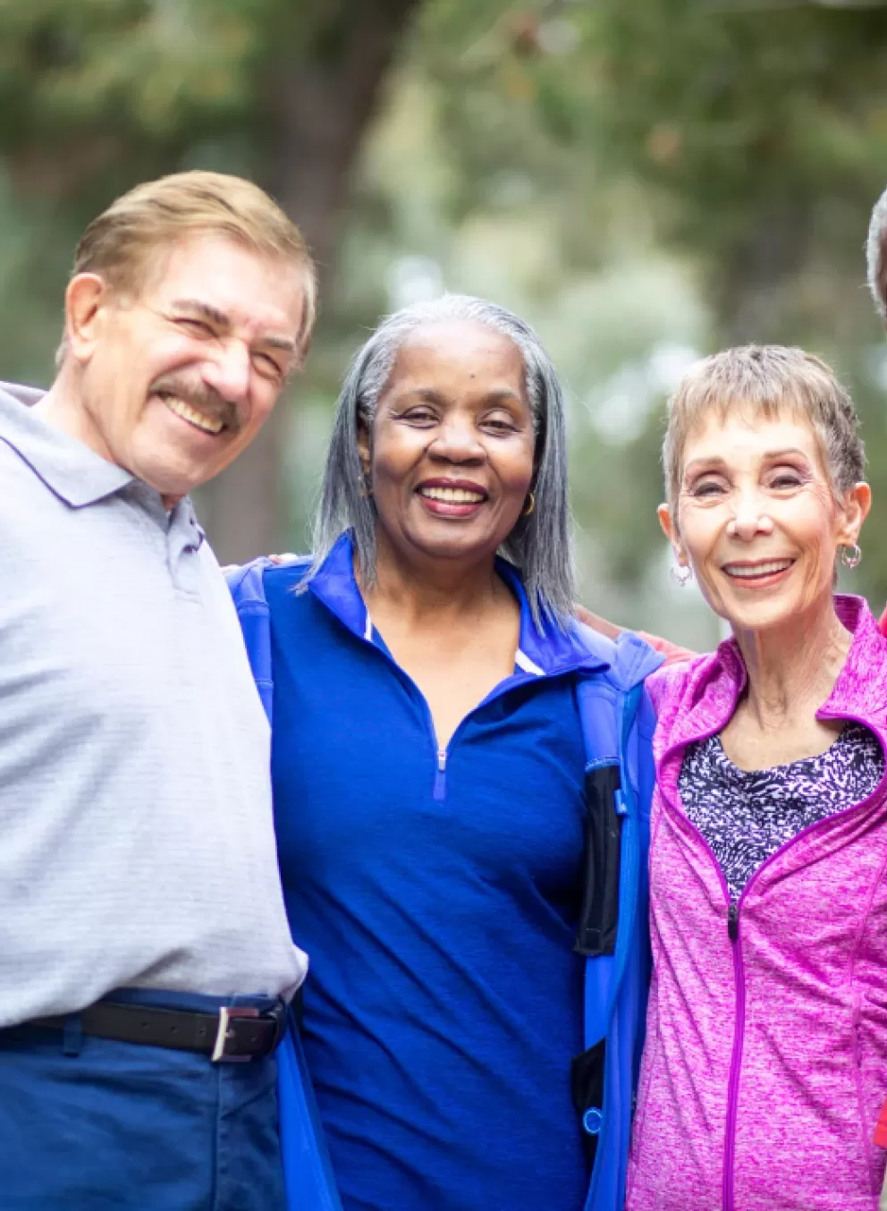 Group of diverse senior hiking