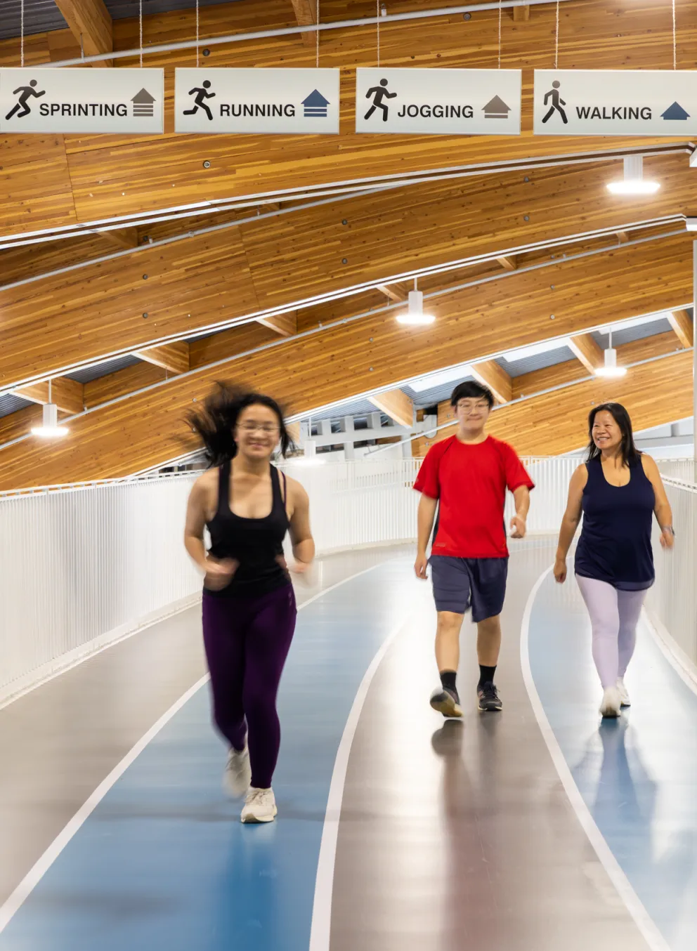 Members running on the track