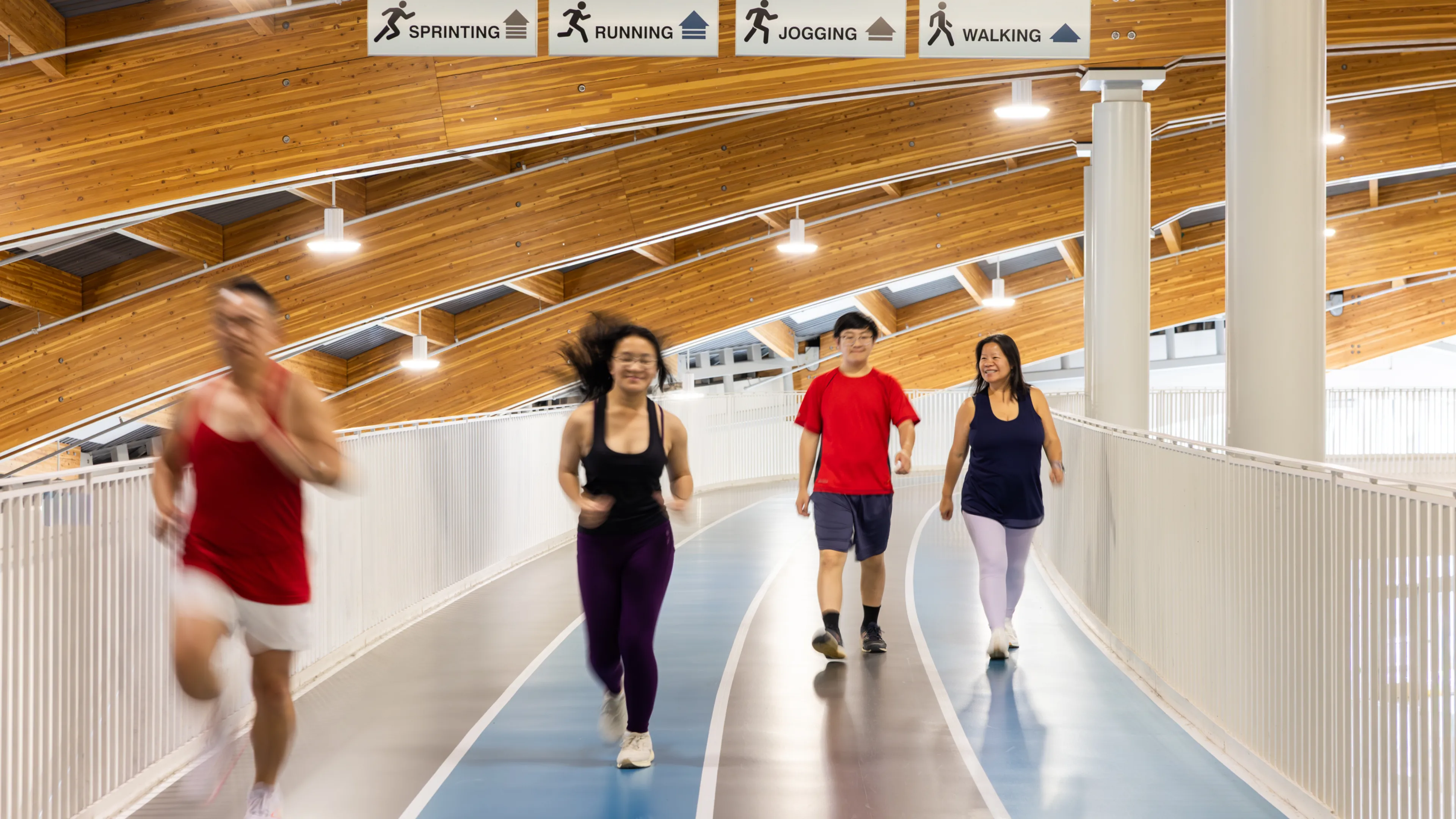 Members running on the track
