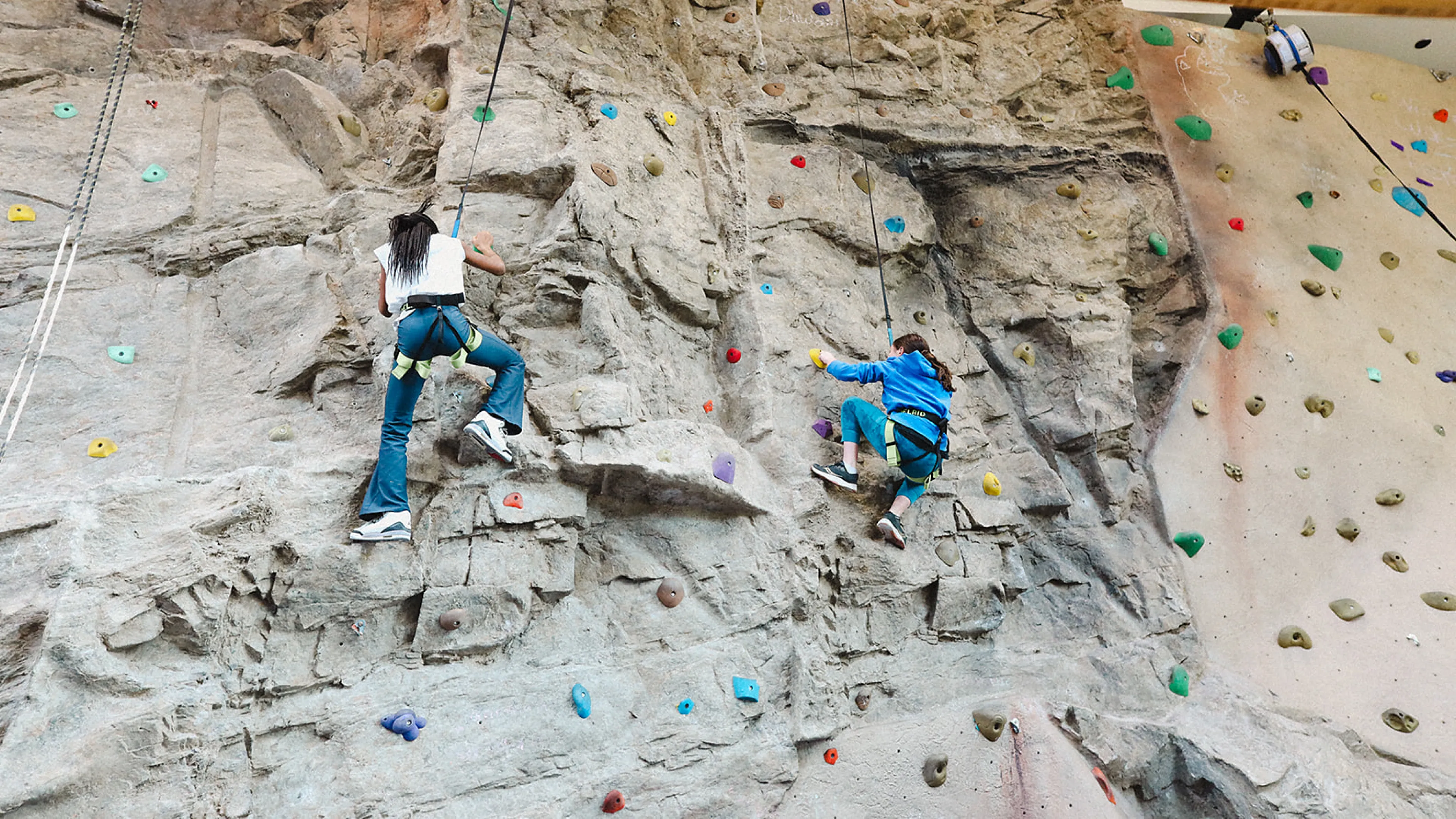 Girls on the climbing wall