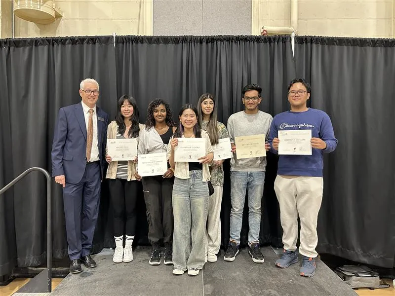Six youth who are awarded with their Rotary Scholarship