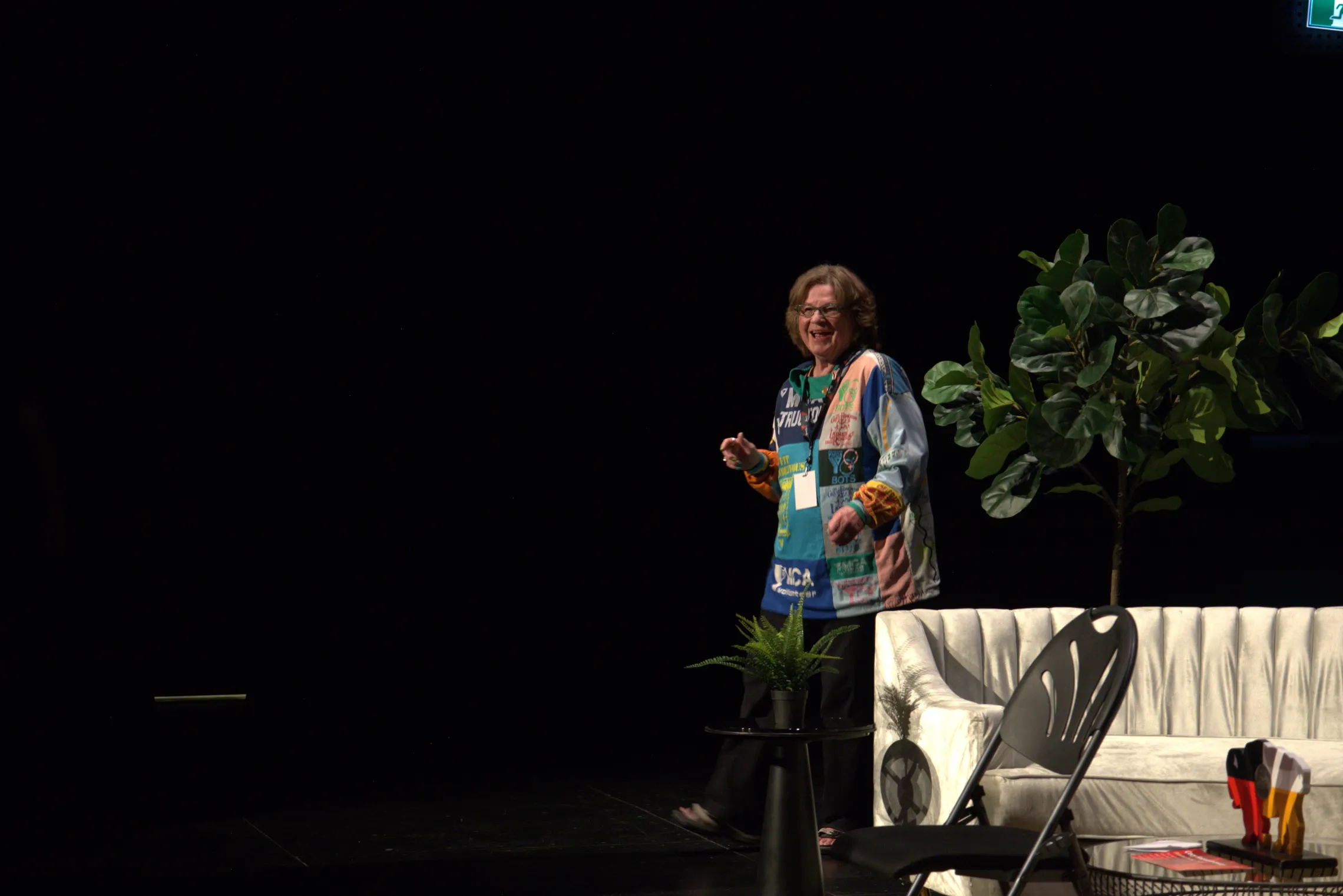 A senior woman leading a movement break