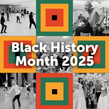 A mosaic of imagery representing Black History Month, featuring photos from events around BHM at YMCA Calgary facilities