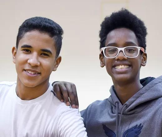 youth boys smiling in gymnasium
