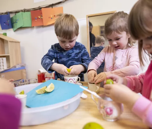 preschool children at table
